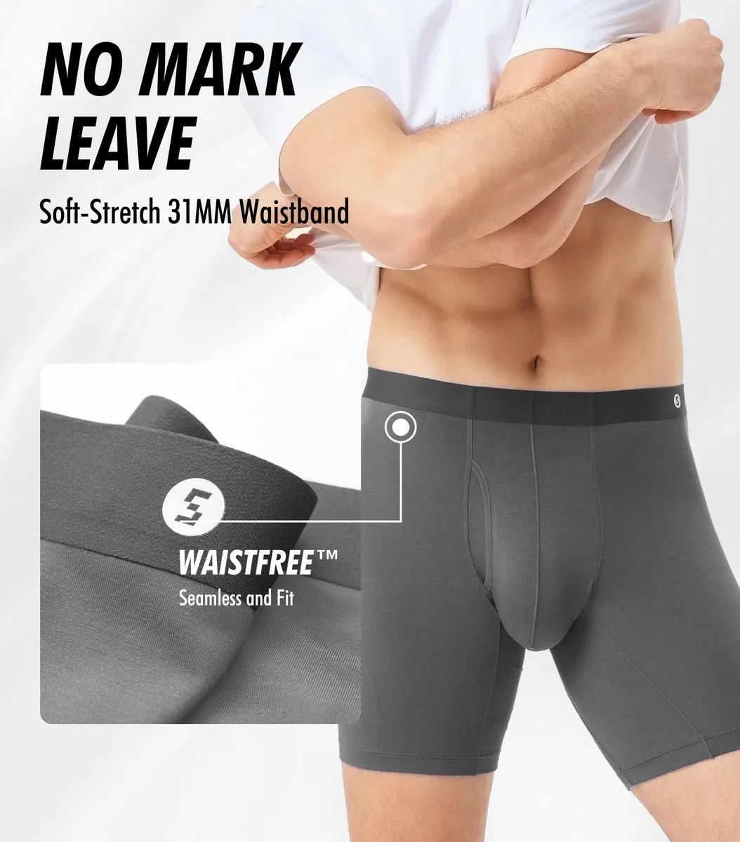 Separatec Herren-Unterwäsche mit separatem Beutel, feuchtigkeitsableitend, Micro-Modal, nahtlos, weiche Unterwäsche mit Eingriff, 4 Stück