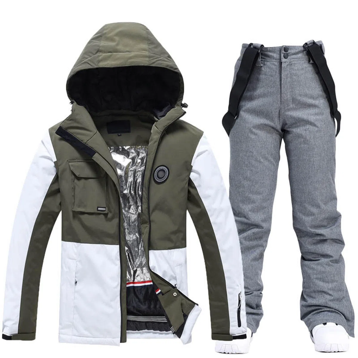 Skijacke Damen Skianzug Damen 2 Teilig Skianzug Herren Einteiler Skier Snowboardanzug Snowboardhose Ski Overall Retro Snowboard Jacke Set Schneeanzug Männer 36 176 Warm Wasserdichte Winterjacke