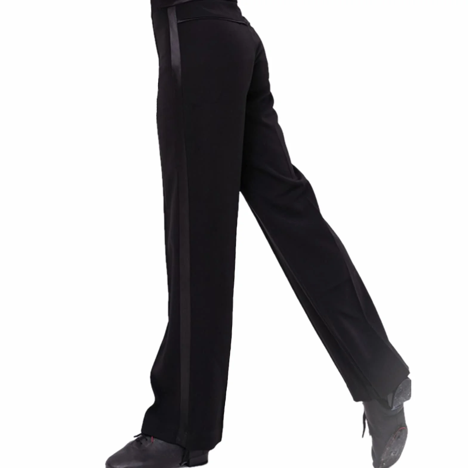 Herren schwarze elastische Taille Loose Fit Lounge Hose Latein Ballsaal Jazz Salsa Moderne Tanzhose