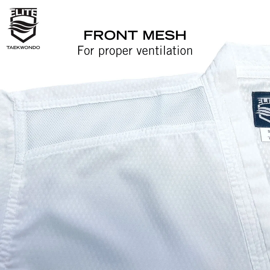 ELITE - White Collar Taekwondo Uniform (TKD Dobok) Ultralight Fabric