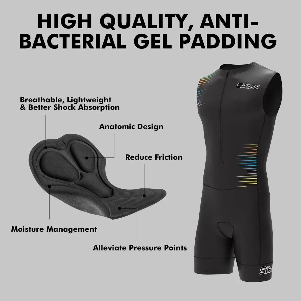 Herren Fahrrad-Skinsuit Gel gepolstert Einteiler Trisuit Bike Top kurzes Sublimiertes Design