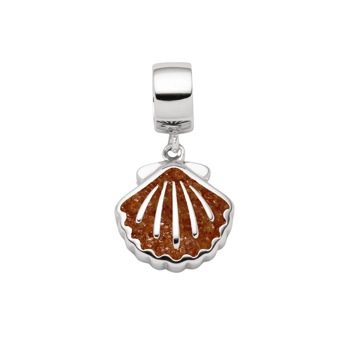 DUR Einzel Charm-Anhänger Muschel für Damen aus 925er Sterling-Silber mit Bernstein, Farbe: Mehrfarbig, Maße: 1,8x1,2 cm, F319