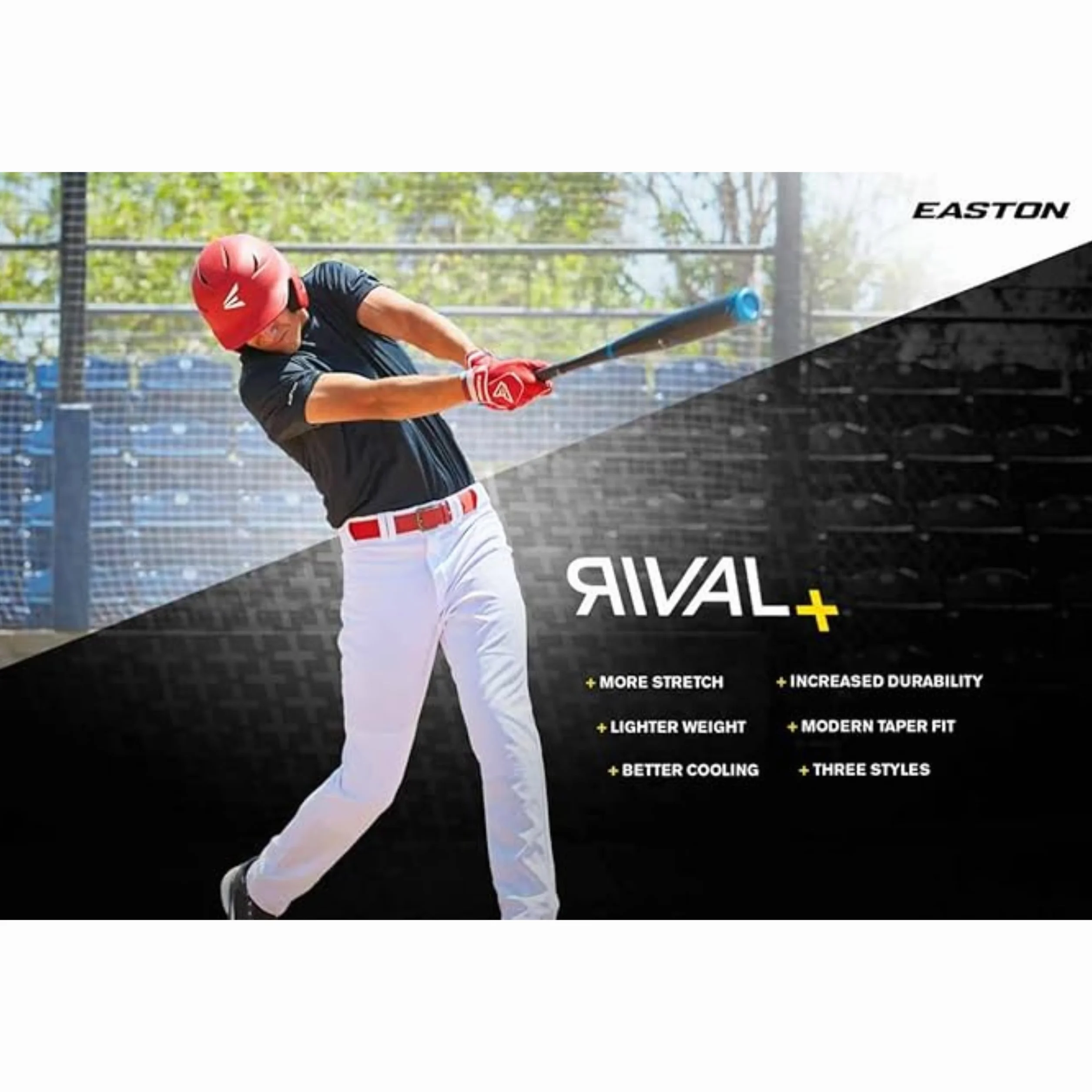 Easton Rival+ Knicker Baseballhose 2021 Jugendliche, solide, paspelierte Baseballhose
