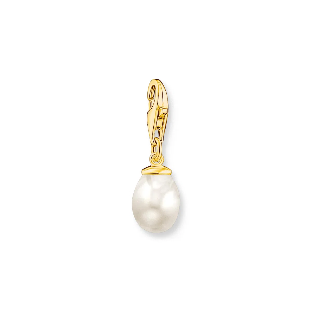 THOMAS SABO Charm-Anhänger weiße Perle vergoldet 750 Gelbgold Vergoldung, 925 Sterlingsilber