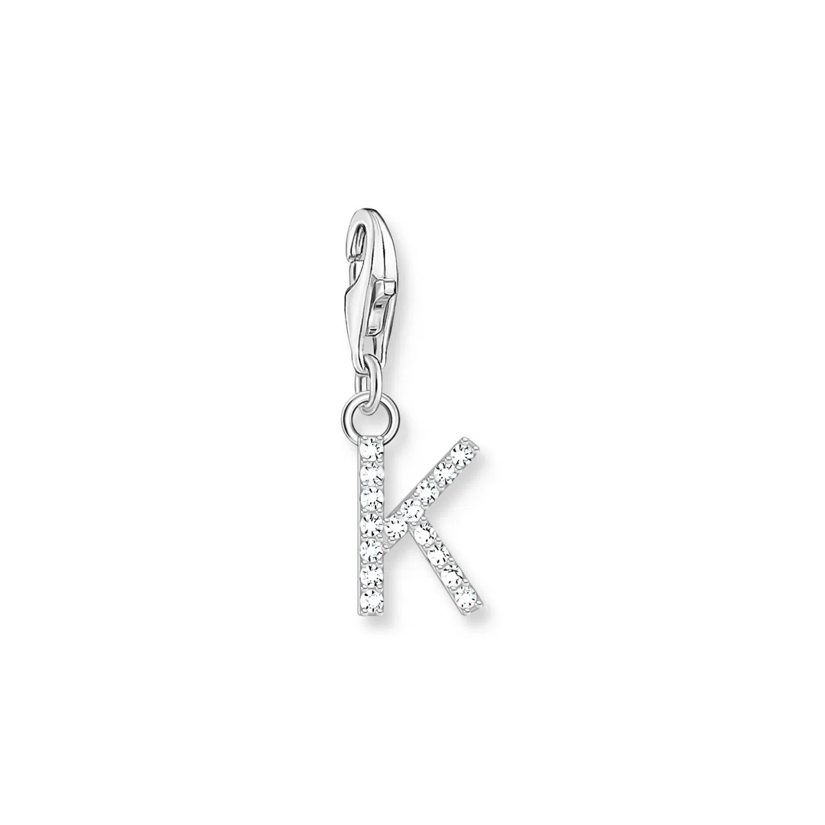 THOMAS SABO Charm-Anhänger Buchstabe K mit weißen Steinen Silber 925 Sterlingsilber