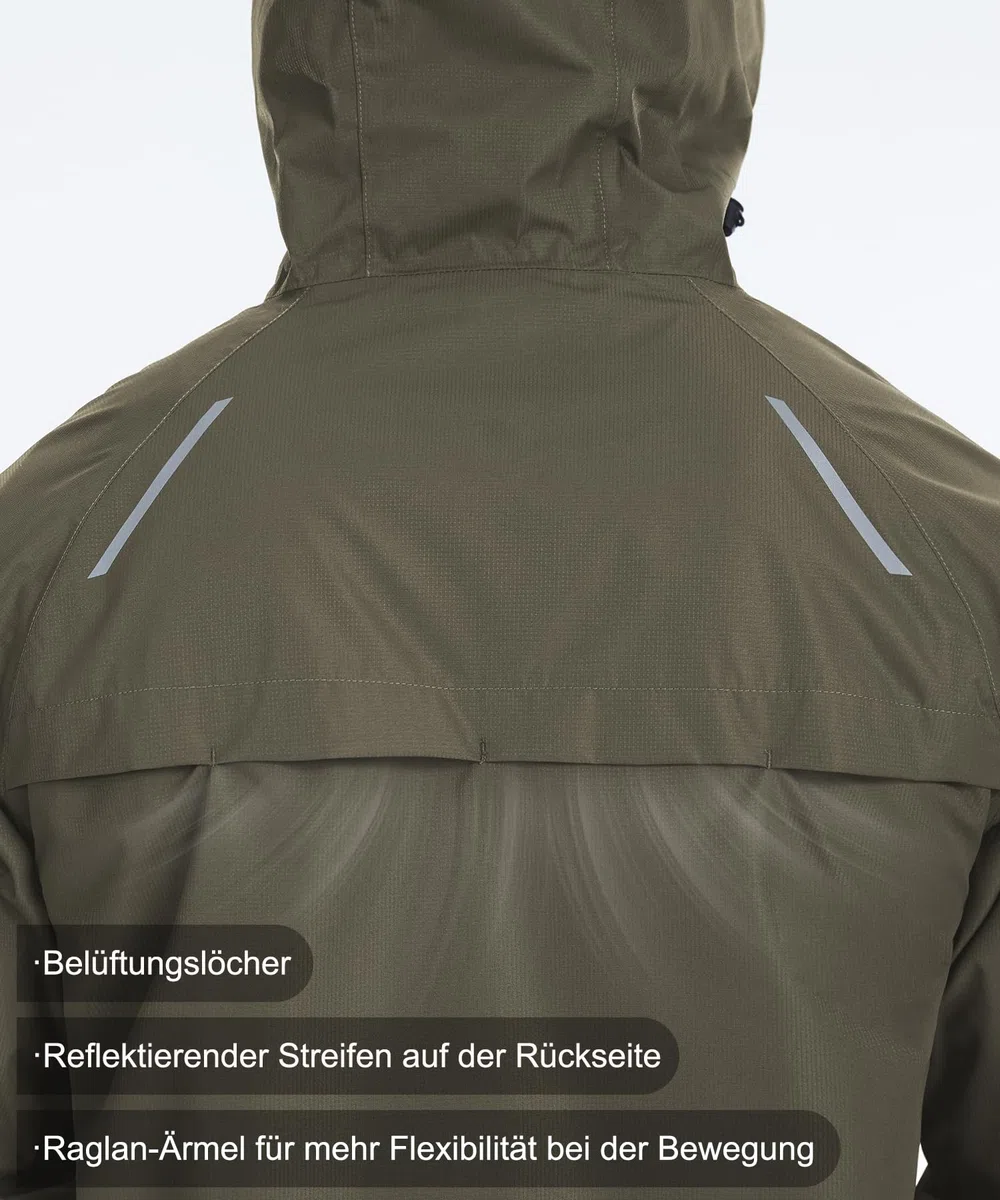 Huayuzh Regenjacke Herren Wasserdicht Atmungsaktiv Leichte Windbreaker Dünne Regenmantel Packbare Fahrrad Camping Wandern