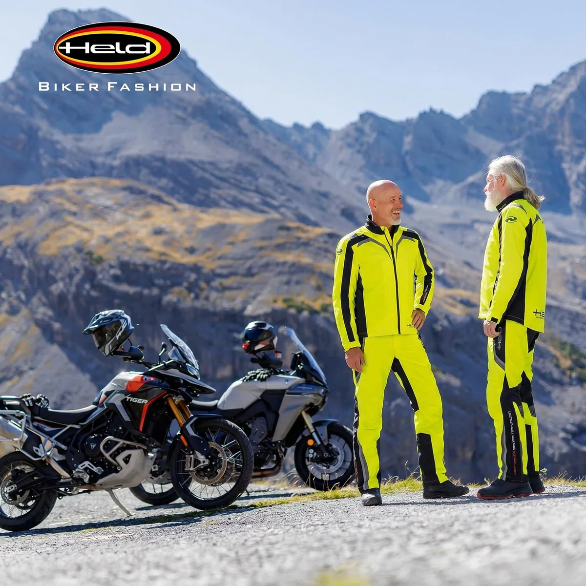 Held Rainblock 2 Top - Sport Motorrad Regenjacke Herren - Membrane 100% Wasserdicht, Atmungsaktiv - Reflex Einsätze - Außentaschen - Ärmelsaum weitenverstellbar - Schwarz Neongelb