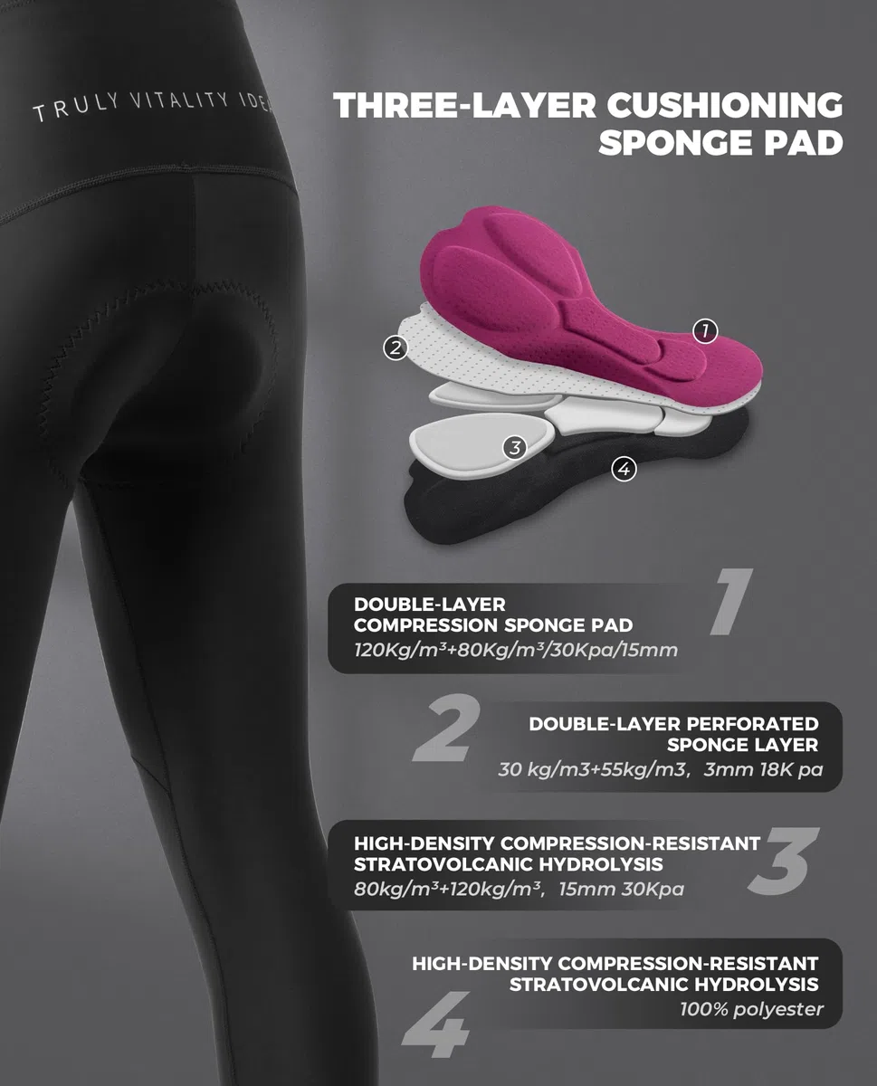 ROCKBROS TVI Winter Fahrradhose Damen Gepolstert Lang, Elastische Radhose Atmungsaktive Dehnbare Fahrradrennrad Hose Woman Sitzpolster GepräGtes Stoff