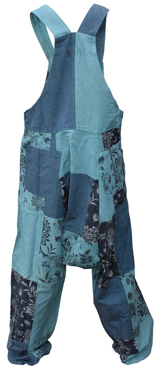 Gheri Harems-Latzhose aus Baumwolle mit lockerer Passform und Patchwork-Print für Herren