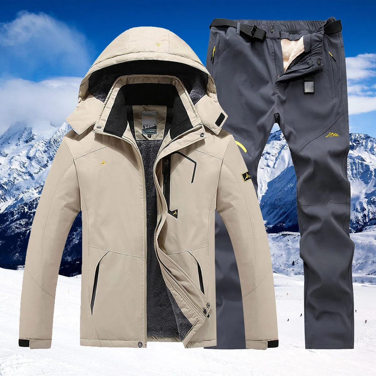 Generisch Skianzug Herren 2 Teilig Set Wasserdicht Warm Skijacke und Hose Ski Set Winter Schneeanzug Männer Snowboardanzug Atmungsaktiv Outdoor Skibekleidung Winddicht Gefüttert Zweiteiler Outfit