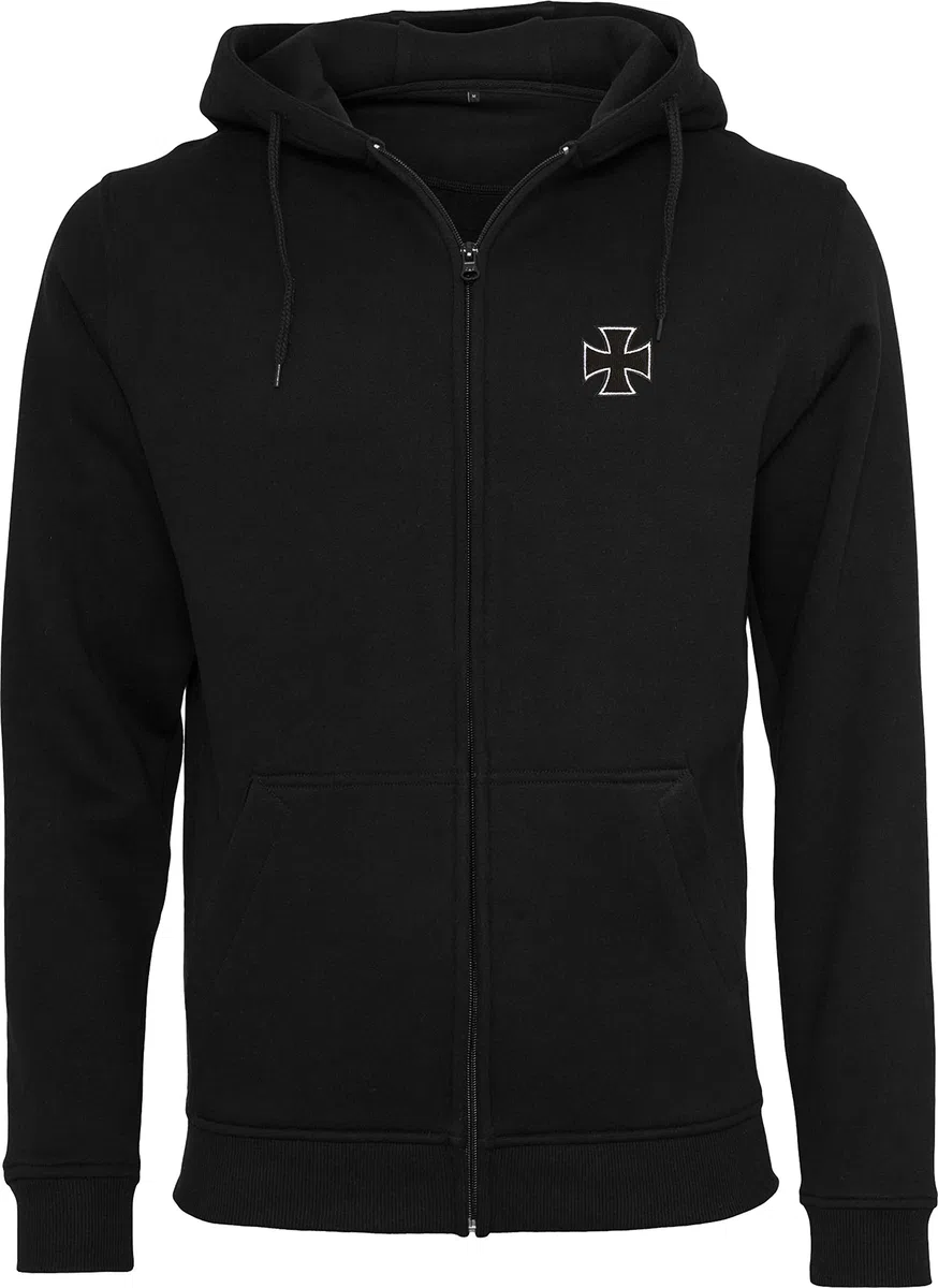 Baddery Biker Zip-Hoodie Herren - „Biker Pray“ mit Stickerei | Motorrad Sweatjacke mit Kapuze für Motorradfahrer