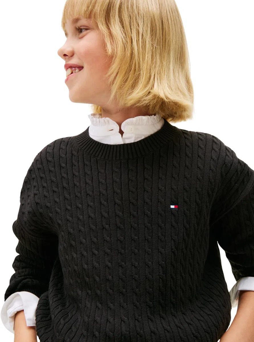 Tommy Hilfiger Mädchen Cable Sweater Kg0kg08848 Pullover (1er Pack)