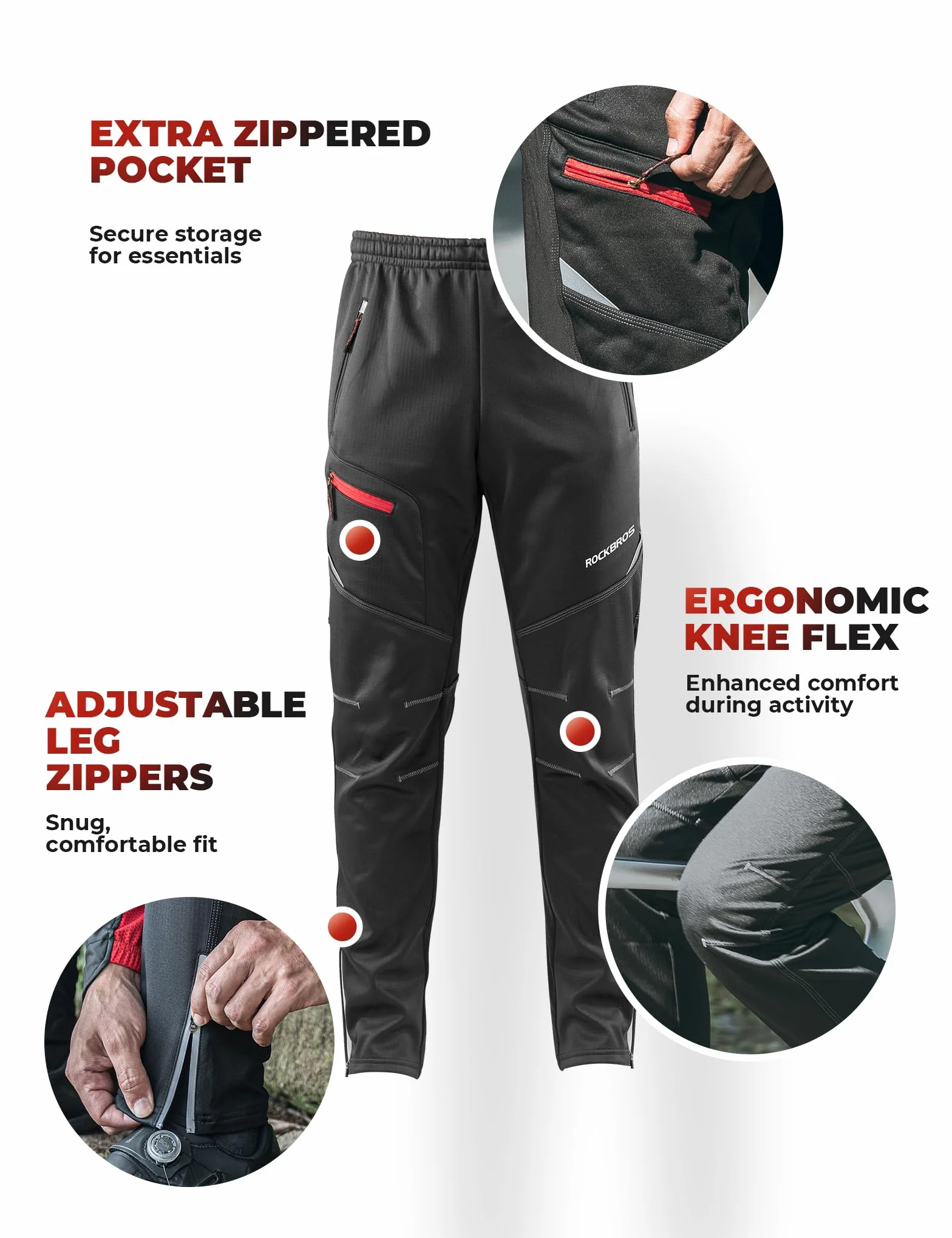 ROCKBROS Winter Fahrradbekleidung Herren Fahrrad Jacke + Hose Set Radjacke Wasserfest Windjacke Lange Radhose Freizeithose M-4XL