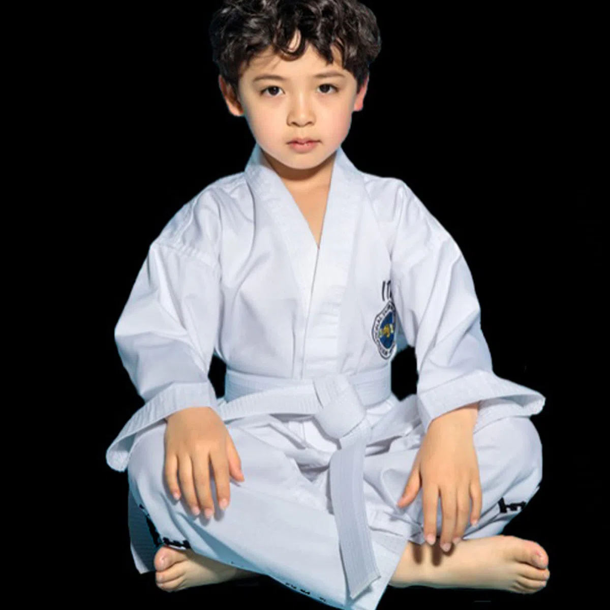 ITF Taekwondo Uniform Kinder Erwachsene Gestreifter Stoff Karate Gi Judo Anzug für Wettkampf und Training,White-160