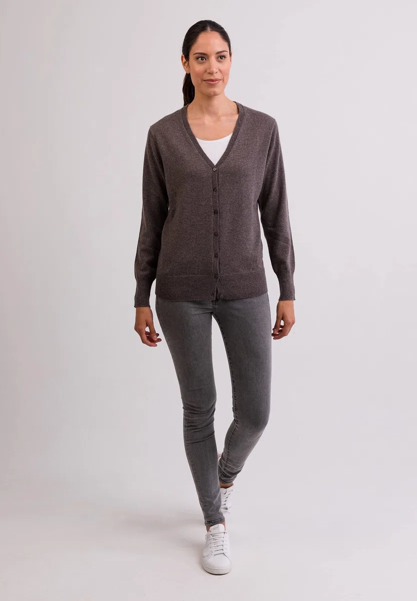 100% Kaschmir Damen Pullover Cardigan V-Ausschnitt | Strickjacke V-Ausschnitt 2-fädig