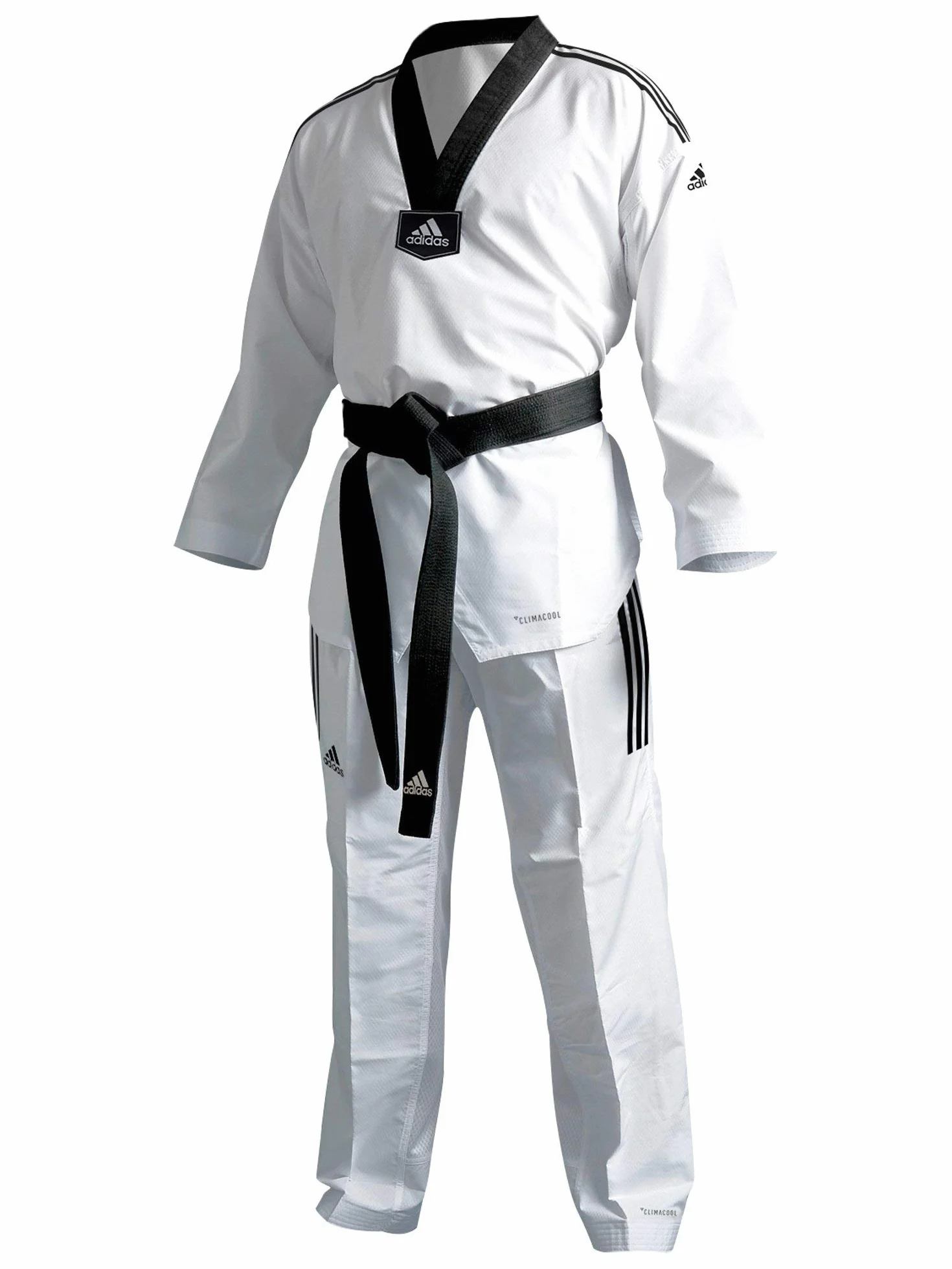 adidas Taekwondoanzug, adi Fighter Eco mit Streifen, schwarzes Revers (180)