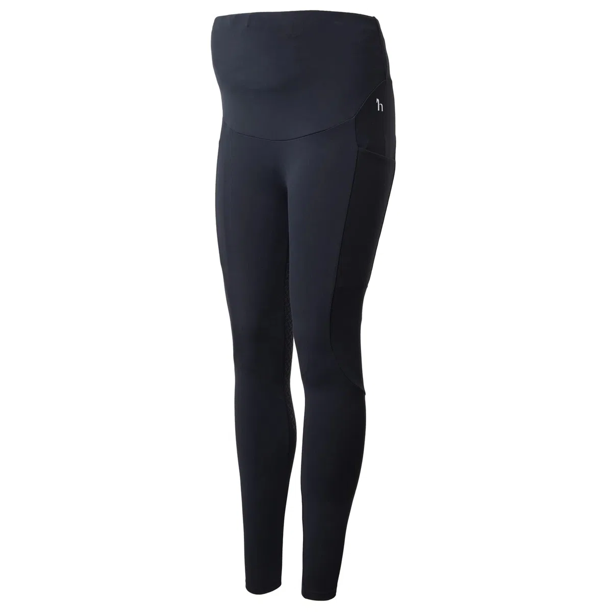 HORZE Damen Schwangerschafts-Reitleggings Ginny – Bequeme & Elastische Umstands-Reithose mit Silikon-Vollbesatz & Handytasche - Blau, 40