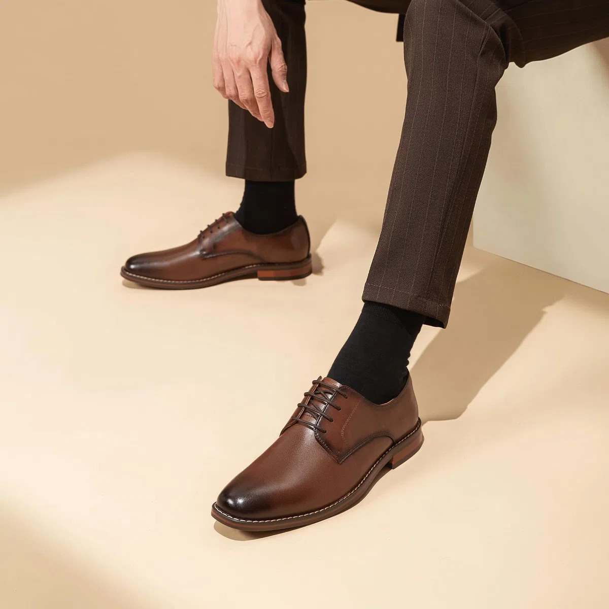 Poerkan Herren Geschäfts Schnürschuhe Leder Elegante Oxford-Schuhe für Business Büro & Formelle Anlässe Schwarz, Braun