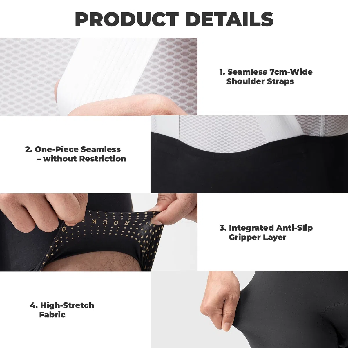 ROCKBROS Radlerhose mit Träger Gepolstert, Bib Shorts Herren, Fahrradhose Kurz, Atmungsaktive schnelltrocknende Radsport Trägerhosen für Rennrad & MTB