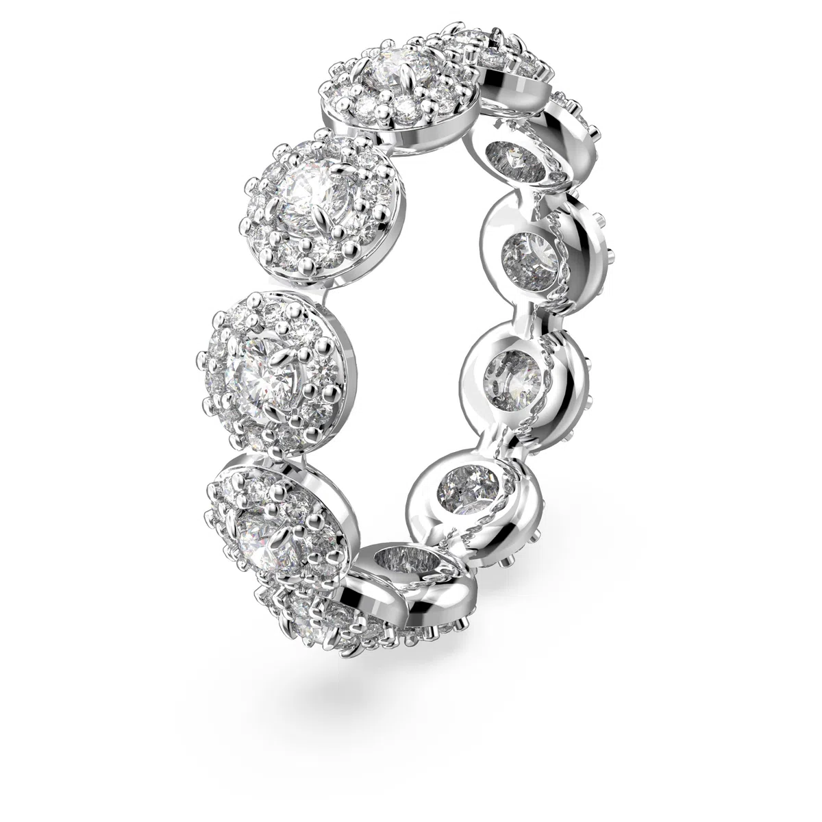 Swarovski Una Ring, Weiße Rundschliff- und Pavé-Kristalle in Rhodinierter Fassung