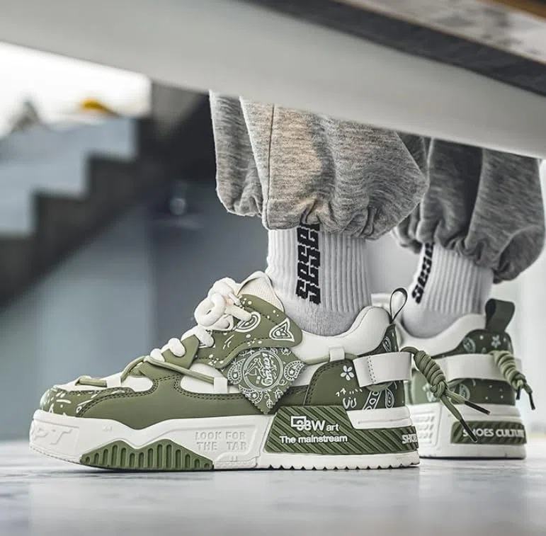 JXpxbao Herren Trendige Straßenmode Farbblock Skateboardschuhe, Bequeme rutschfeste Schnürschuhe Für Herren Für Outdoor-Aktivitäten Im Frühling Und Sommer