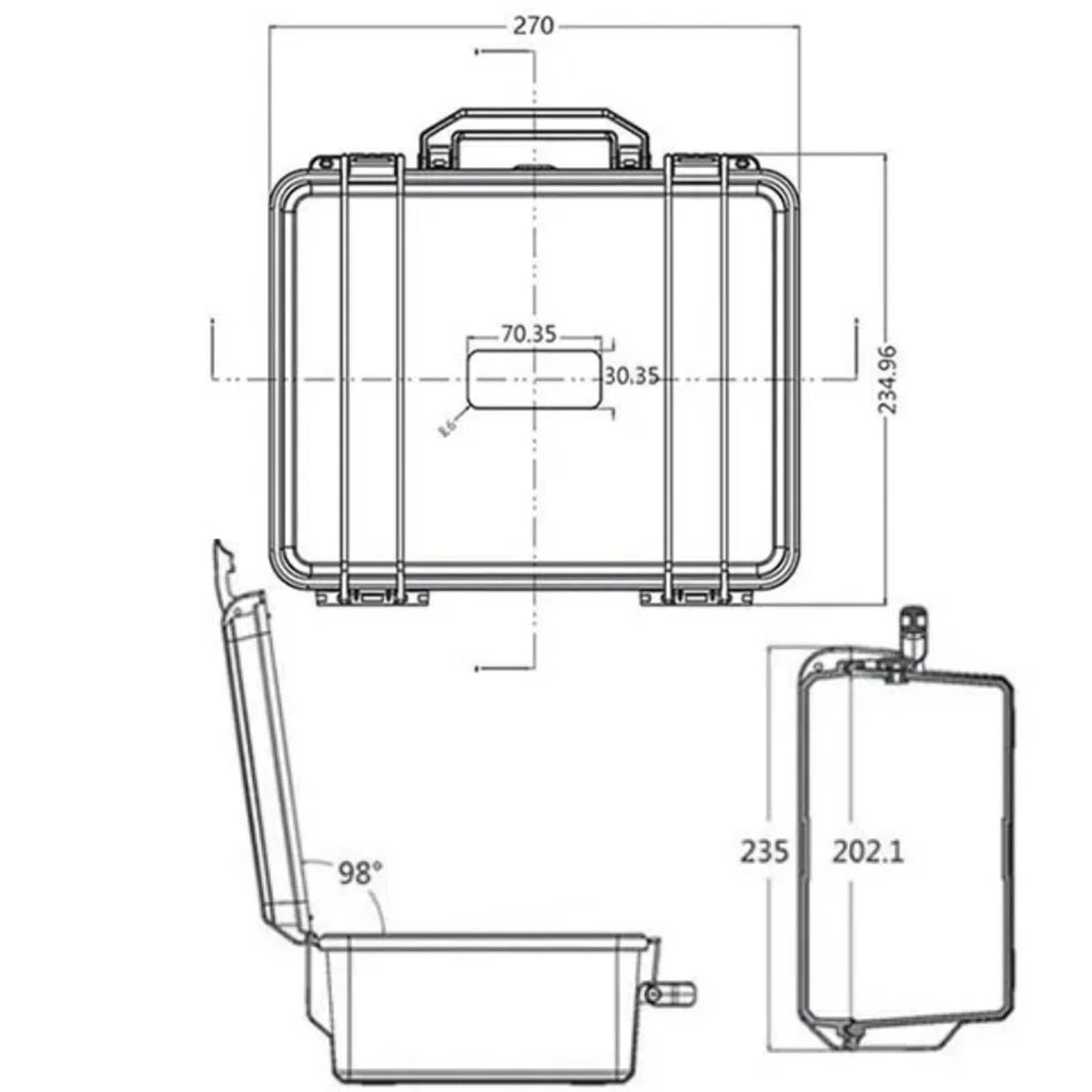 Wasserdichter Hartschalen-Werkzeugkasten, Sicherheitsschutzbox, tragbarer Organizer, Hardware-Aufbewahrungskoffer, schlagfester Instrumentenkoffer für Strandtourismus(280x240x130mm)