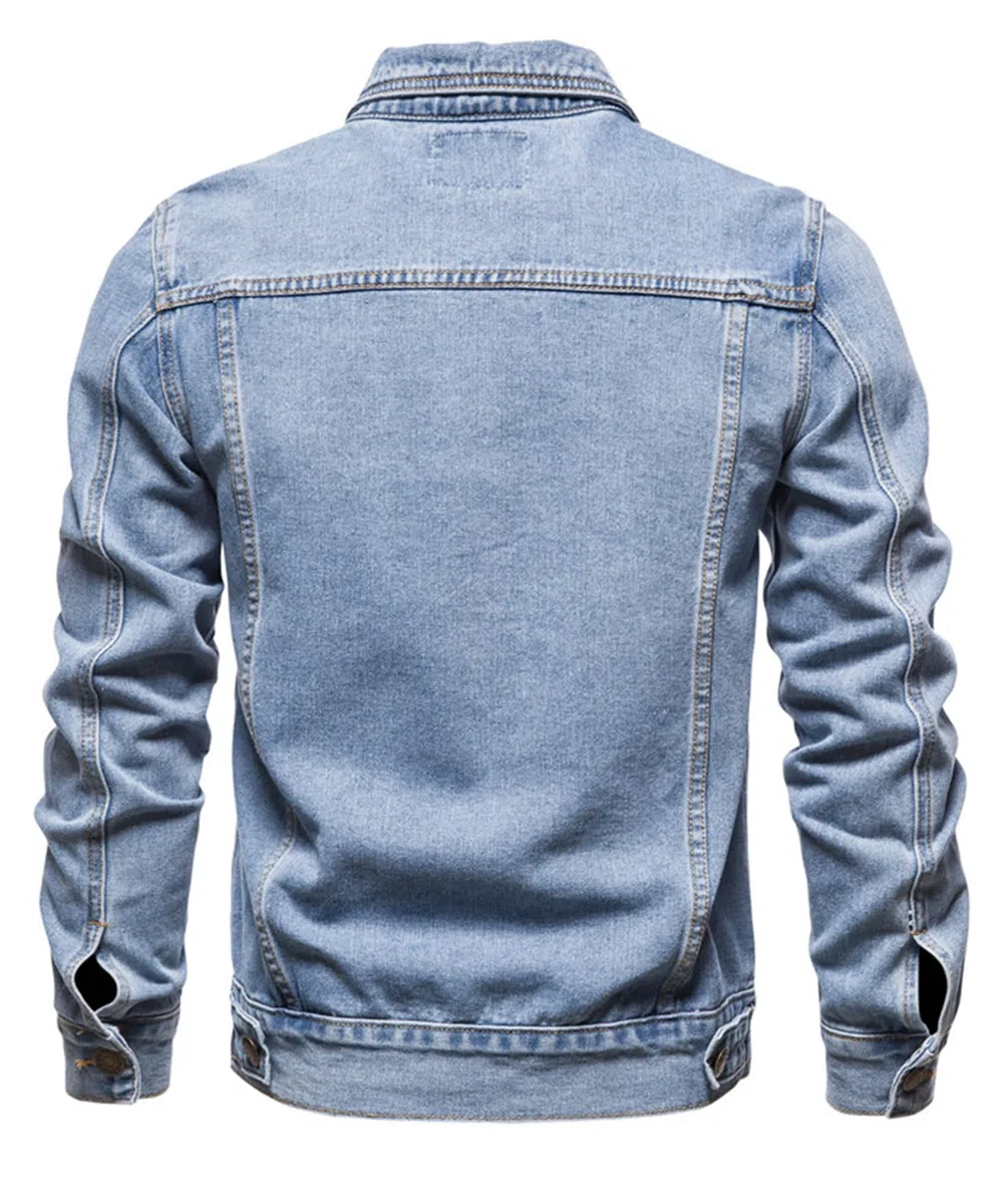 Herren Classics Jeansjacke Vintage Denim Trucker Jacket Gewaschener Cowboy Übergangsjacke Baumwolle Denim Jacke für Frühling und Herbst Western Motorrad Biker Jeans Mantel Outerwear