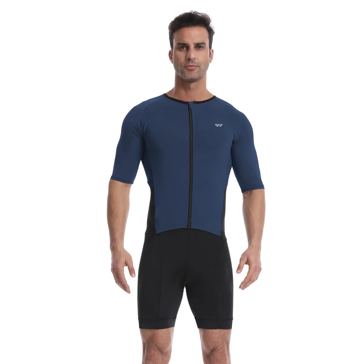 Wulibike Triathlon Anzug Herren Trisuit Kurzarm,Hohe Elastizität atmungsaktiv schnelltrocknend Tri Suit Triathlonanzug für Herren Rennen und Triathlon Wettkämpfe Blau 2025 XL