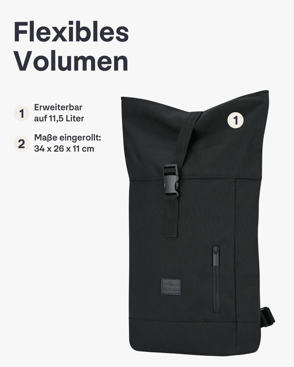 Johnny Urban Rucksack Damen & Herren Klein - Robin Small - Kleiner Rolltop Daypack mit 12 Zoll Laptopfach - Tagesrucksack für Uni City Business - Wasserabweisend