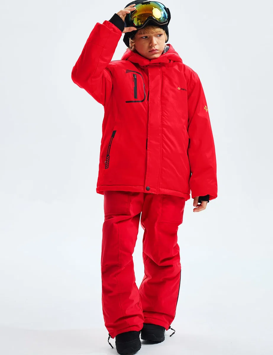 GEMYSE Jungen Skijacke Winter Wasserdicht Winddicht mit Kapuze Outdoor Regenjacke Fleecejacke