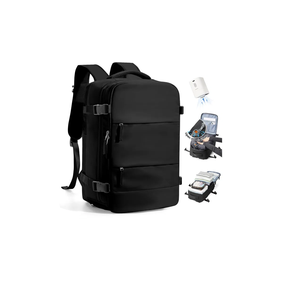 SZLX Großer Reiserucksack Damen,Vakuum Rucksack mit Pumpe Ryanair Handgepäck 40x30x20 Herren, Wizzair Handgepäck 40x30x20 Wasserdichter Tagesrucksack Fit 14 Zoll Laptop mit Schuhfach und Laptopfach