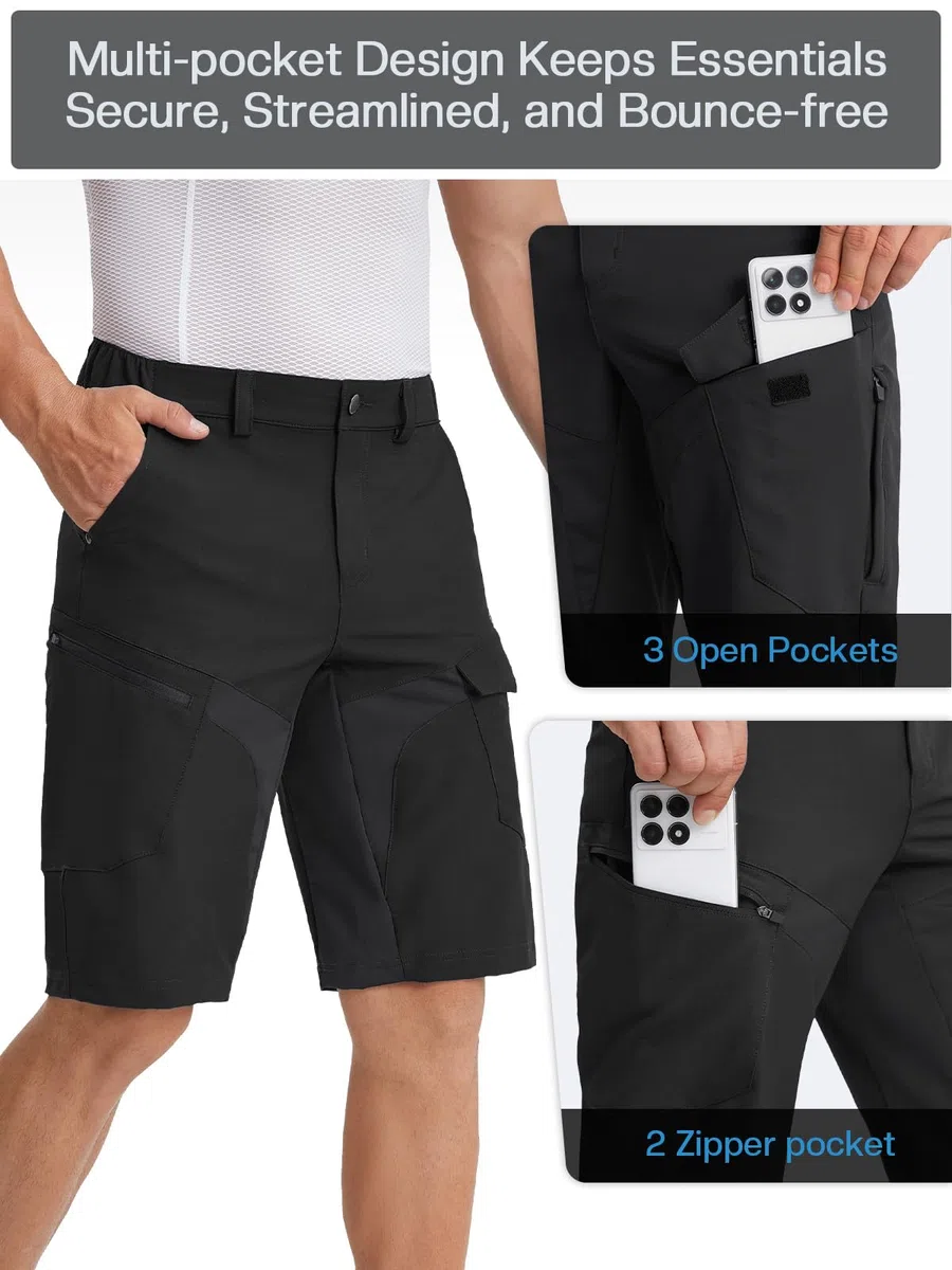 BERGRISAR Fahrradhose Herren Atmungsaktiv MTB-Mountaninbike Hose Herren Kurz mit 5 Taschen