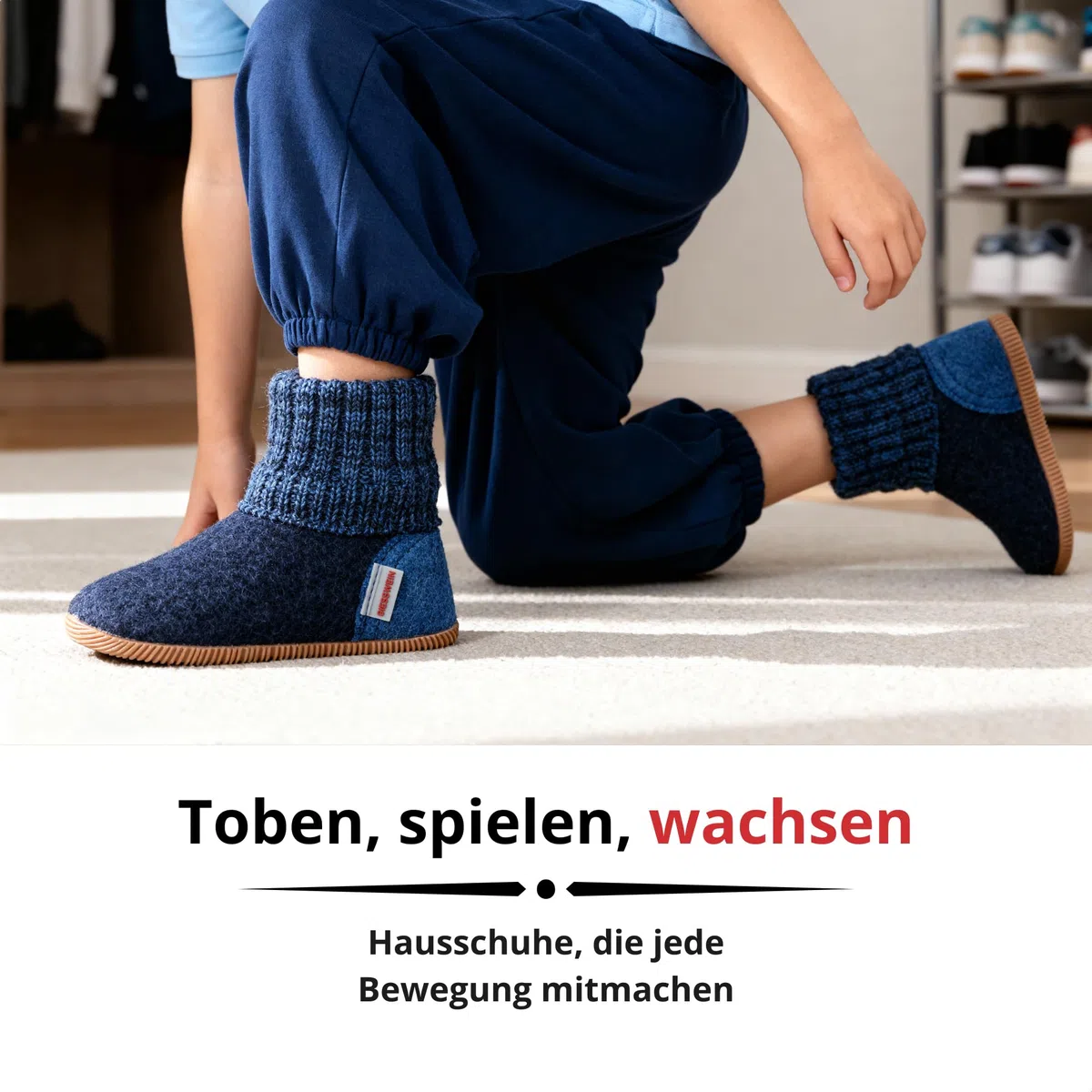 Giesswein Hüttenschuh Wildpoldsried Kids - Hohe Unisex Hausschuhe für Kinder, Warme Filz-Pantoffeln für Mädchen & Jungen, Feste Gummi Sohle