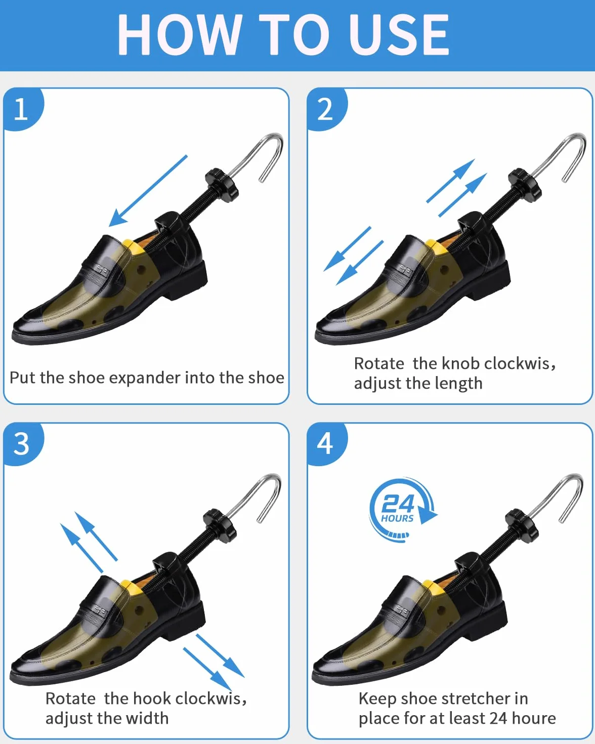 Zawaer Schuhspanner,2Stück Schuhspanner Herren Und Damen, 4-Wege Shoe Stretcher, Schuhe Dehnen, Leicht Und Leicht Zu Tragen, Shoe Last, Für Einstellbare Länge Und Breite Schuhweiter Mit Schuhlöffel.
