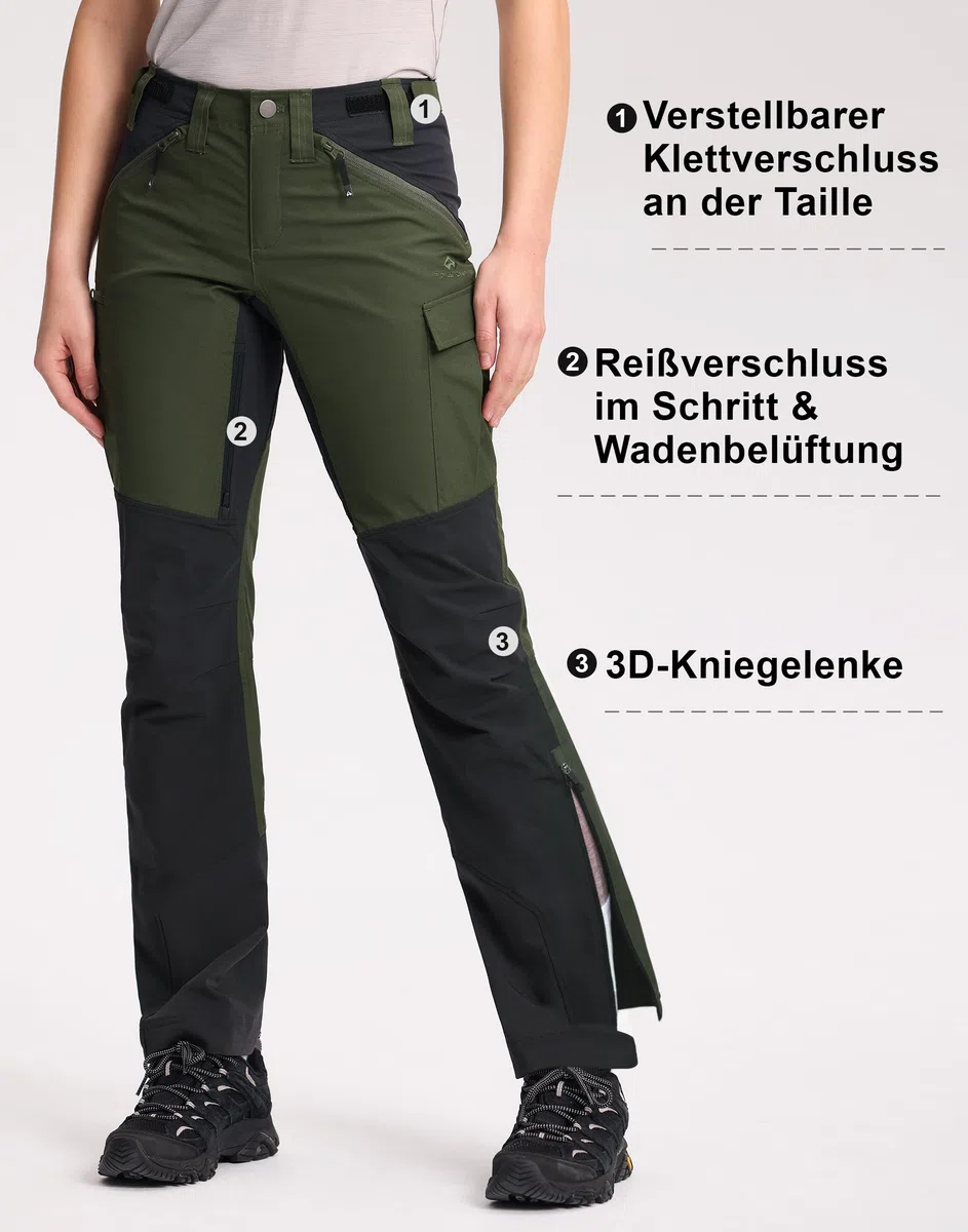 Pioneer Camp Outdoorhose Damen Wanderhose mit Cordura Verstärkung Wasserabweisend Trekkinghose Funktionshose mit Belüftungssystem