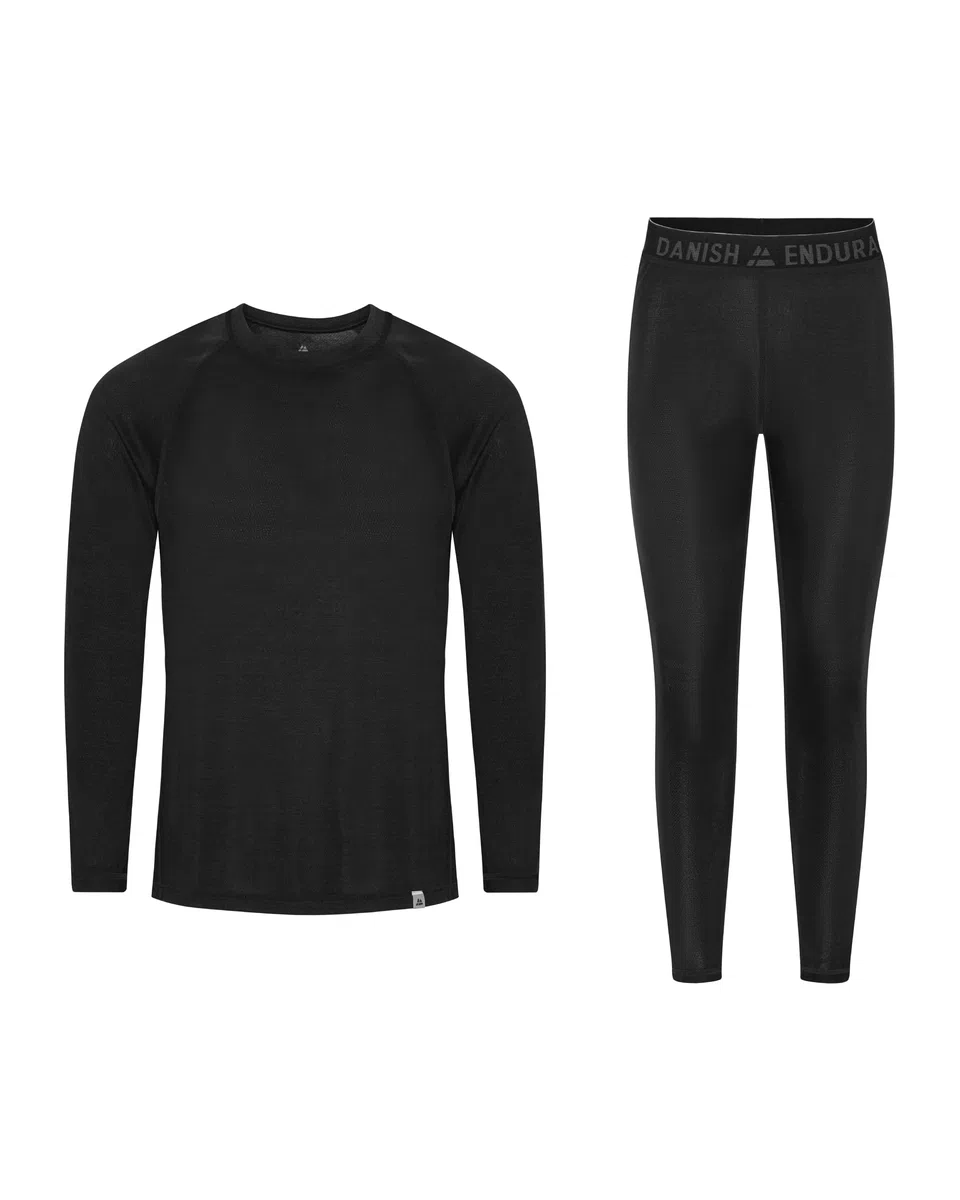 DANISH ENDURANCE Unisex Thermounterwäsche (1er|2er Pack), Funktionsunterwäsche Set, 100% Recycelte Materialien, Skiunterwäsche, Lange Unterhose & Langarmshirt, Extrem Weich & Warm, für Damen & Herren