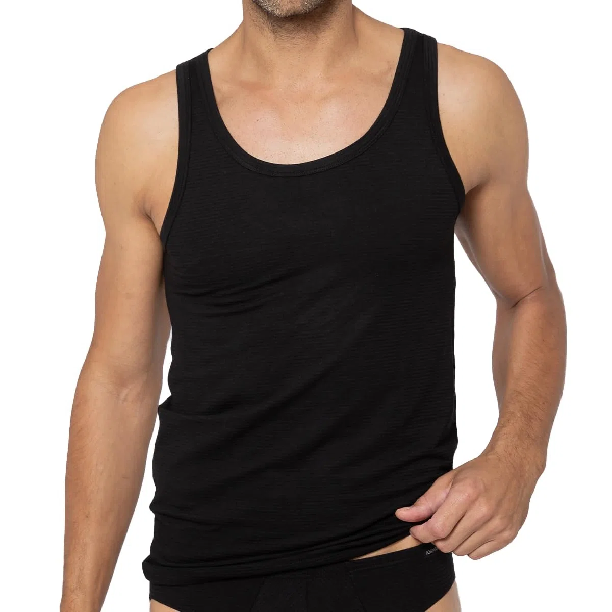 Ammann - Herren Unterhemd/Sport-Jacke - Cotton & More - Modal-Baumwoll-Elastan Mischung - in den Farben Schwarz Dunkel-Blau und Weiß erhältlich - Größe 5 bis 8
