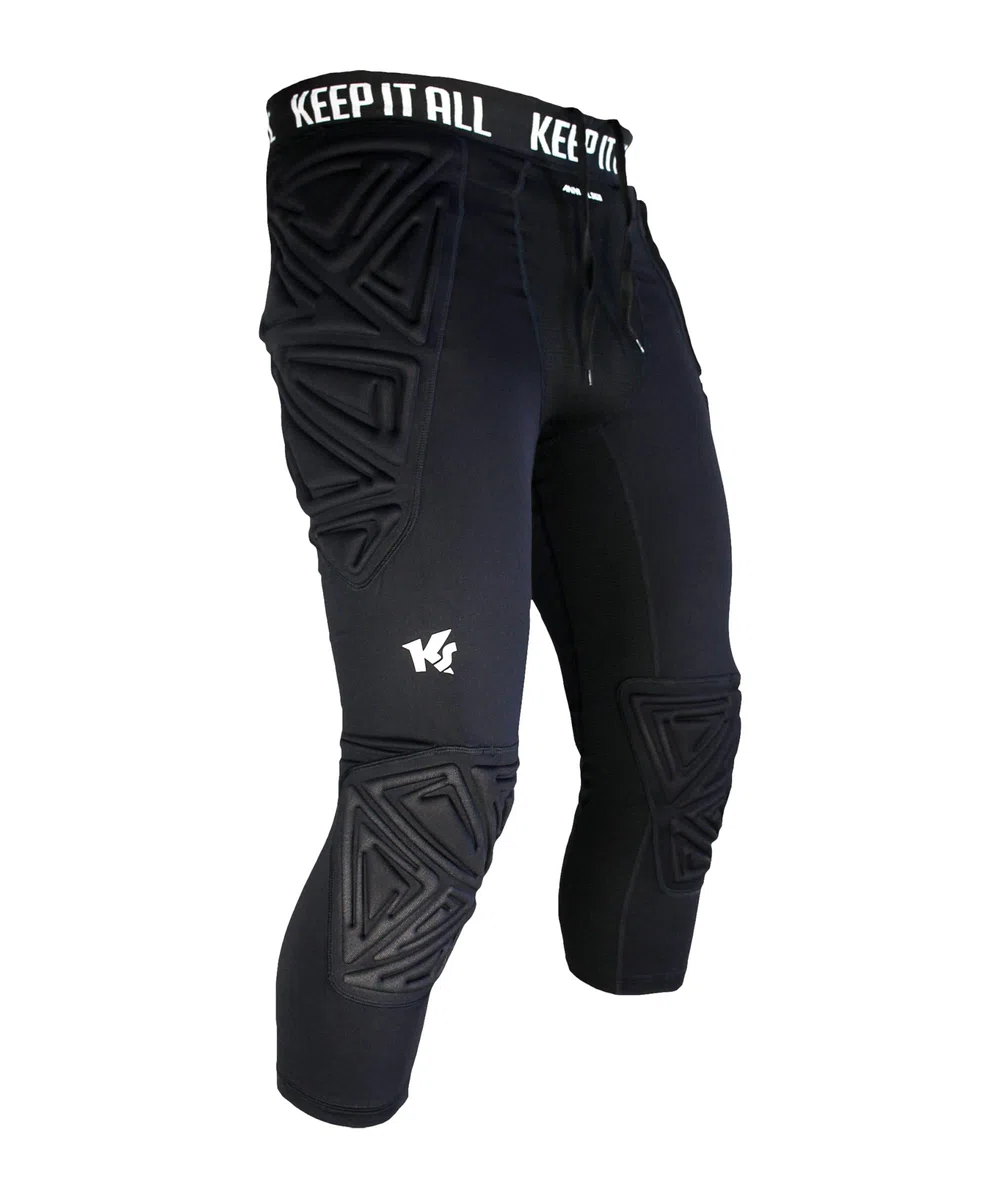 KEEPERsport - gepolsterte Torwarthose 3/4 für Erwachsene und Kinder - Protektionshose für Training und Spiel - Größe 128-XXL - Farbe schwarz
