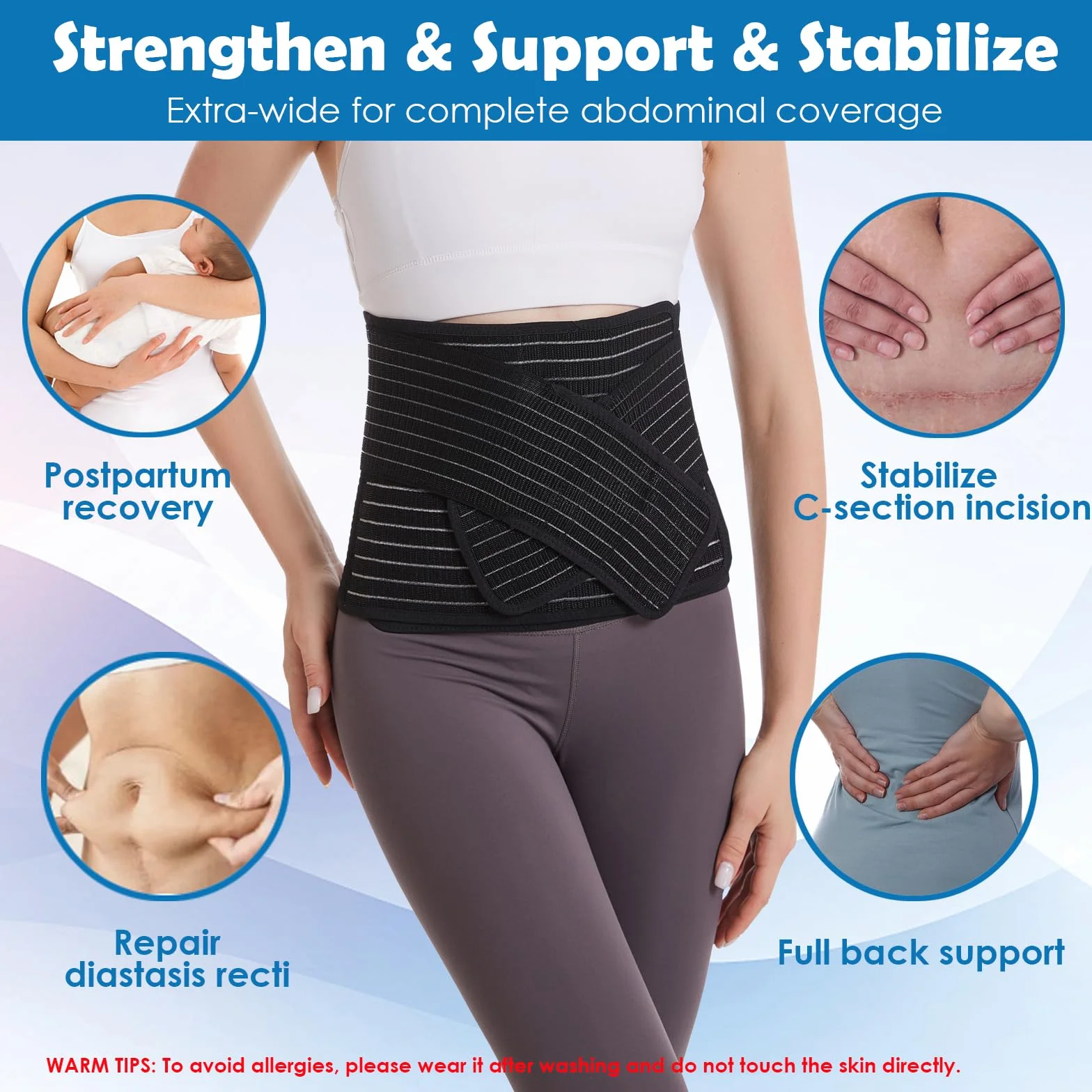 Postpartum Gürtel für Damen, Abdominal Binder Post Chirurgie Belly Wrap, C Abschnitt Erholung Must Haves, Gürtel für postnatale Pflege, Taille/Becken Gürtel für Rückenschmerzen Relief