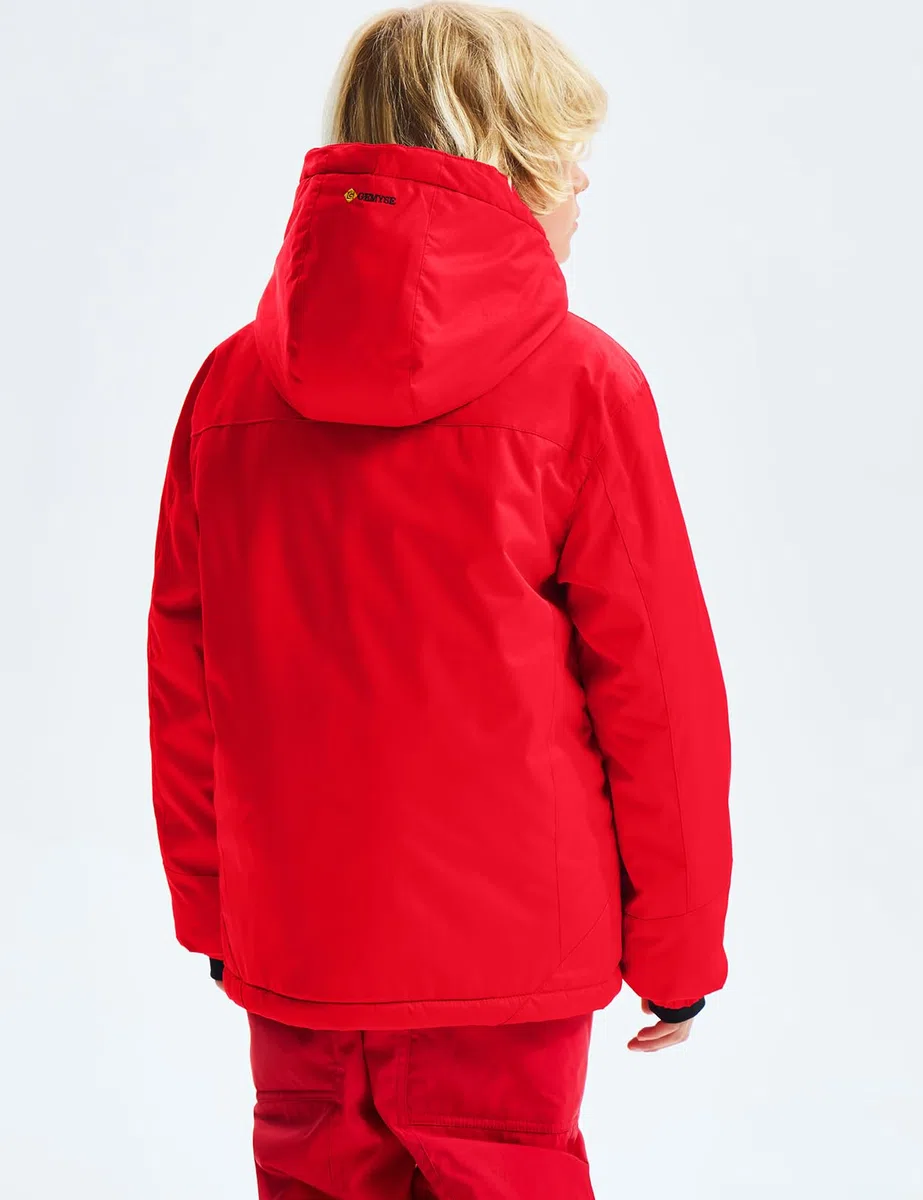 GEMYSE Jungen Skijacke Winter Wasserdicht Winddicht mit Kapuze Outdoor Regenjacke Fleecejacke