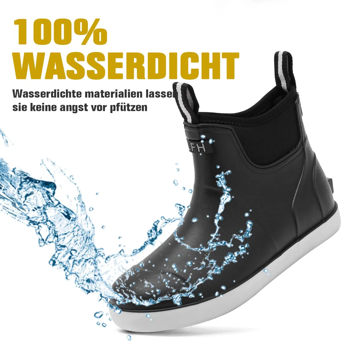 Gummistiefel Herren Halbhoch, Grundlegend Wasserdicht Atmungsaktiv Stiefeletten, Anti-Rutsch Mode PVC Schwarz Chelsea-Stiefel, Gummistiefel Herren