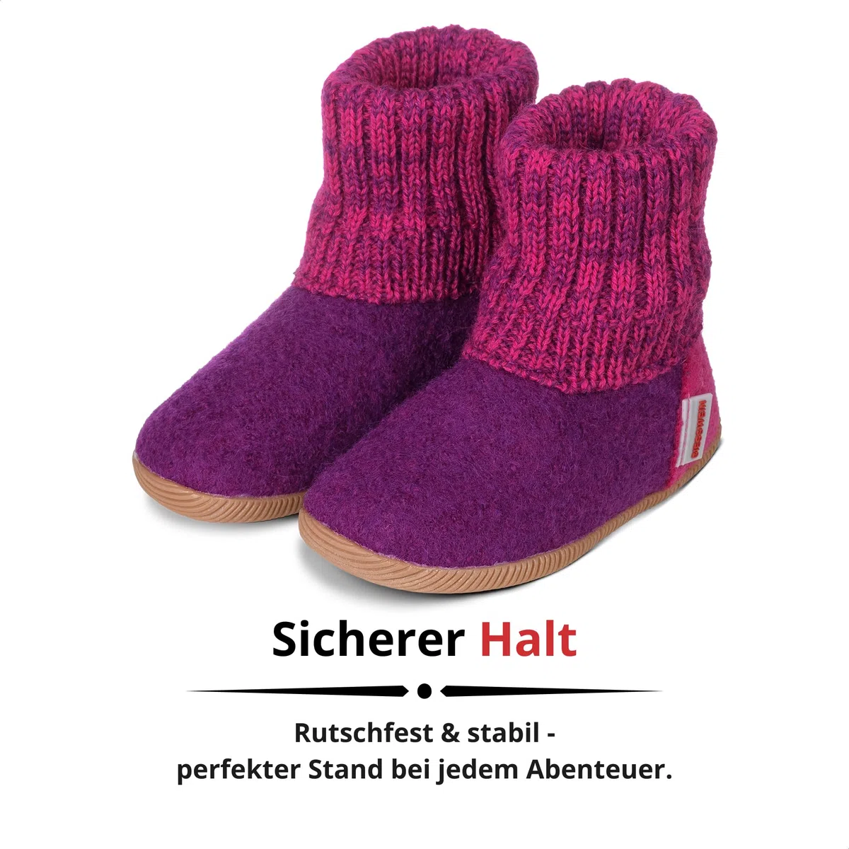 Giesswein Hüttenschuh Wildpoldsried Kids - Hohe Unisex Hausschuhe für Kinder, Warme Filz-Pantoffeln für Mädchen & Jungen, Feste Gummi Sohle