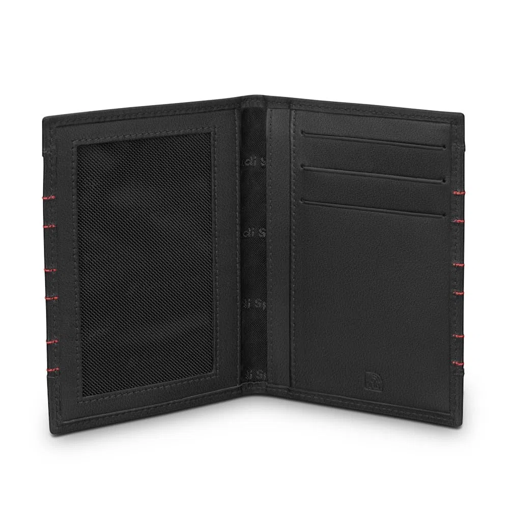 Audi 3152601100 Fahrzeugscheinhülle Fahrzeugscheinmäppchen Leder Cover Fahrzeugpapiere RFID Etui, schwarz/rot