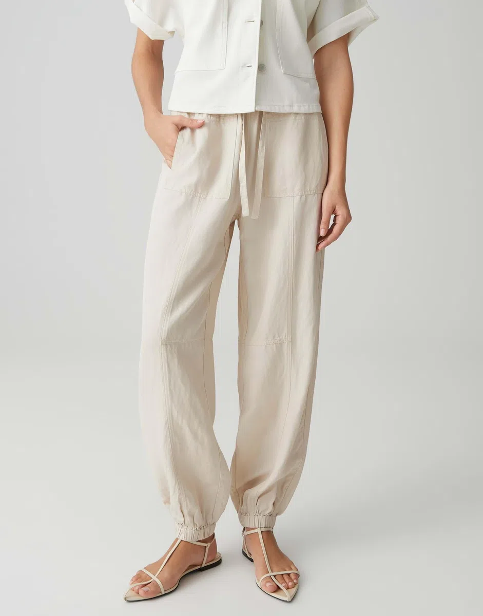 OPUS PANTS Damen Jogpants | MUCIA Drift Bequeme Balloon Fit Pants aus Viskose Leinen Mix