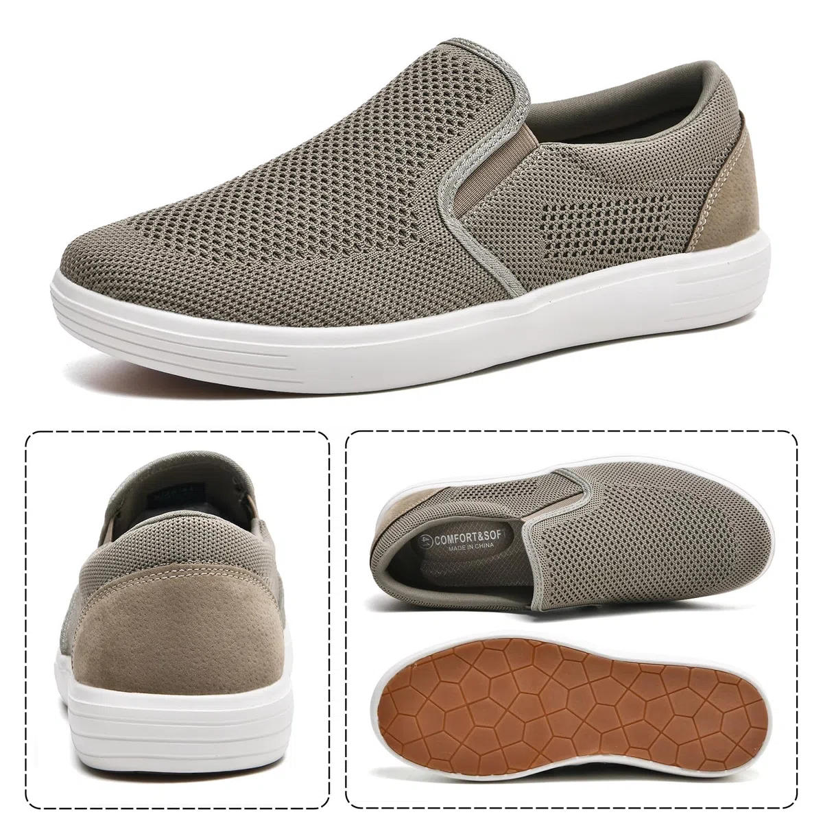 konhill Herren Slip On Schuhe Trainers - Casual Atmungsaktiv Komfortabel Mesh Walking Schuhe Kleid Sneaker Loafers