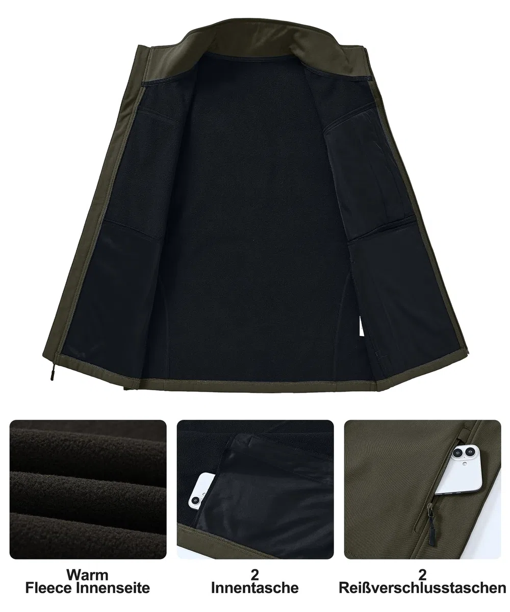 Huayuzh Weste Herren Outdoor Ärmellose Softshell Wasserdichte Winddichte Jacke Bodywarmer Fleece Innenseite Wandern Golf