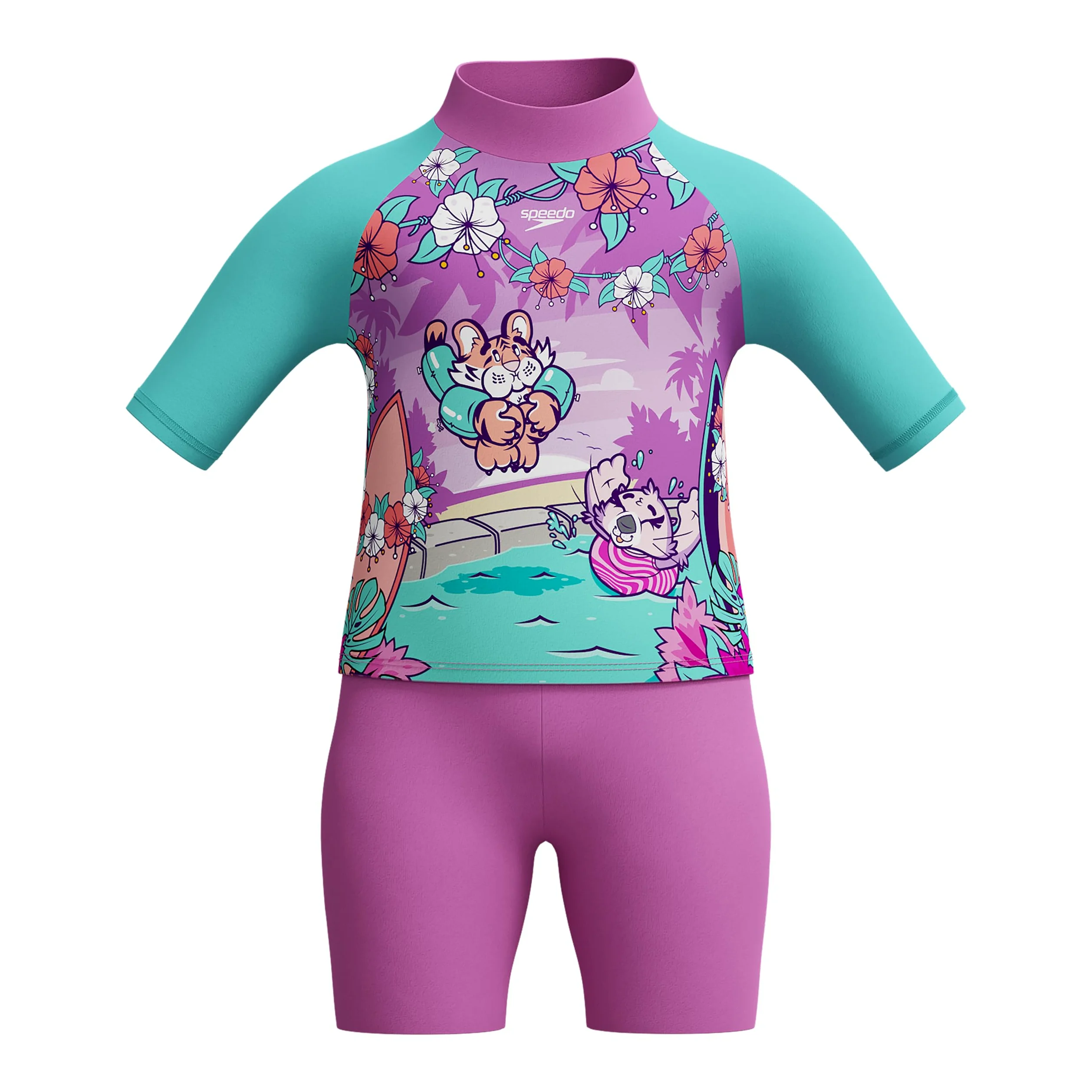 Speedo Mädchen Schwimmen Lernen Sonnenschutz Oberteil & Shorts | Mädchen | Urlaubsbekleidung | Uv-Schutz Schwimmbekleidung