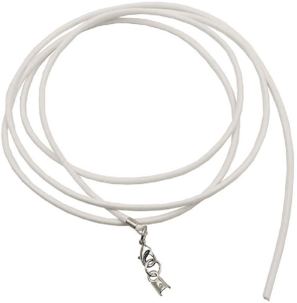 Lederband Kette Weiss 2 mm – 100 cm kürzbar – Leder Halsband für Anhänger Damen & Herren – stabile Karabinerschließe – Schmuckband für DIY & Anhänger