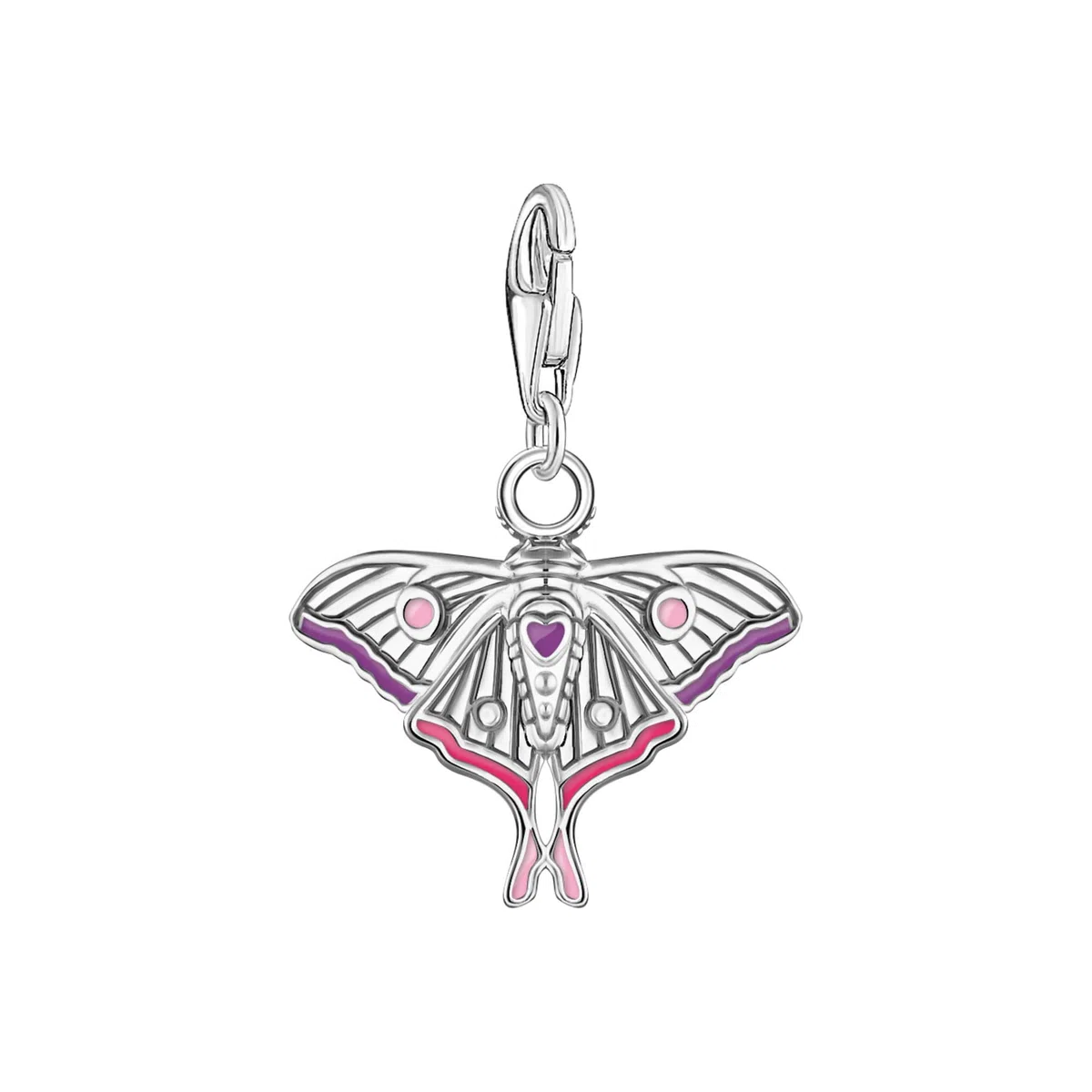 THOMAS SABO Charm-Anhänger bunter Nachtfalter Silber Recyceltes 925 Silber, Geschw., Kaltemail