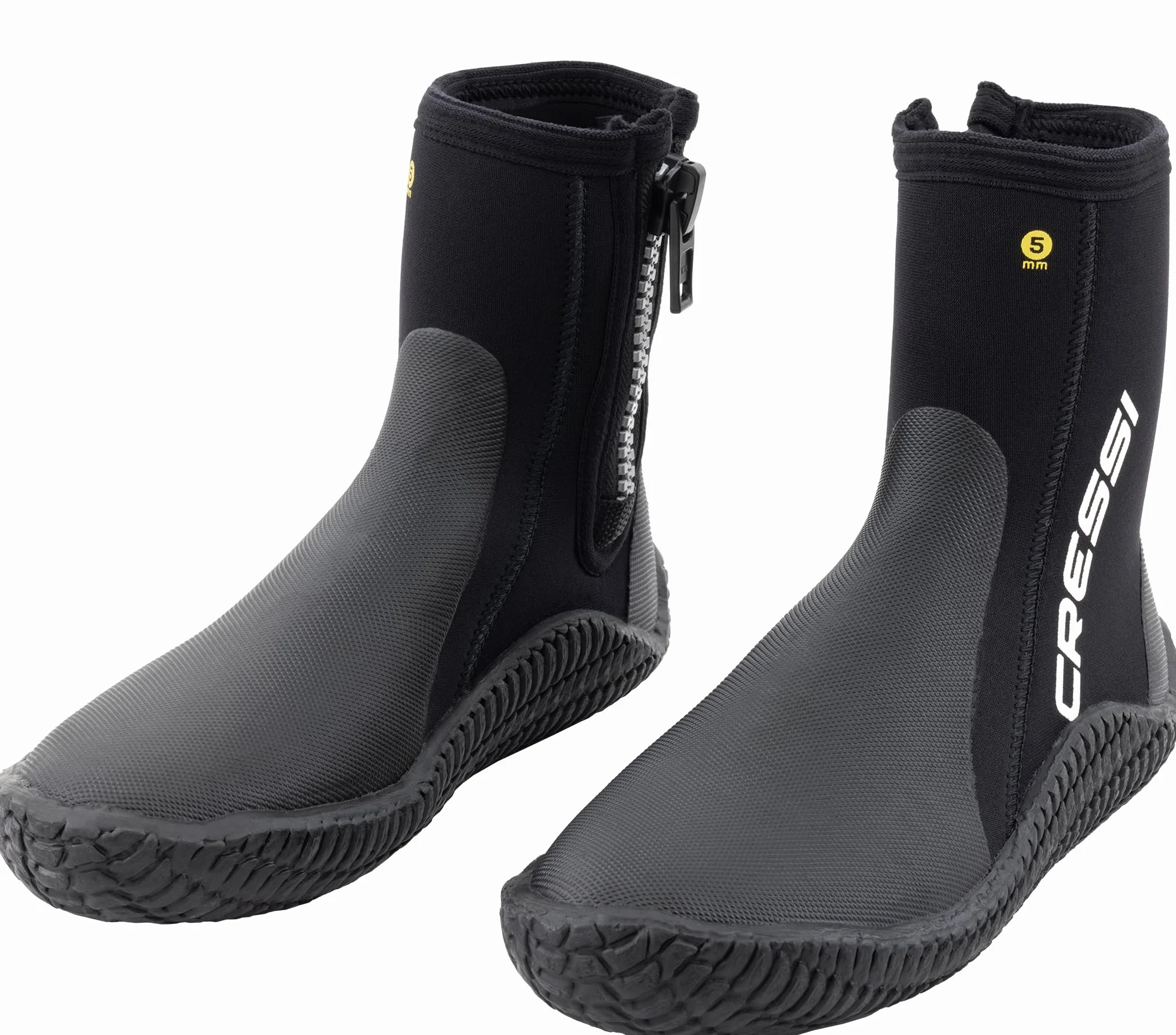 CRESSI ReefTech/RS Boots 5mm - Unisex 5mm Schwarz Neoprenstiefel mit Doppeltem Futter für Wassersport und Tauchen mit offenen Fersenflossen, Speziell Entwickelt, zum die Füße vor Kälte zu Schützen